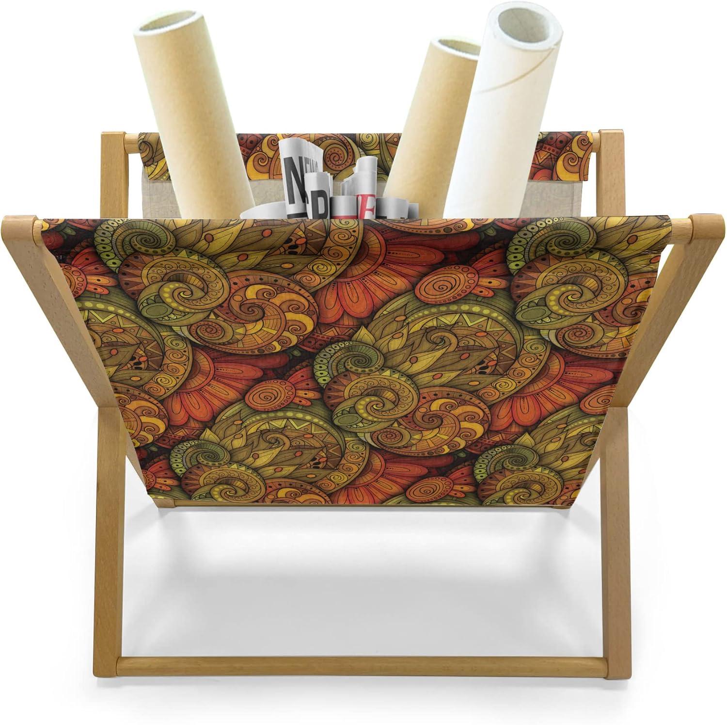 imageAmbesonne Shabby Flora Magazine and Book Holder Romantic Rose Petals with Branches Nature Beauty Valentine Feminine Print Floor Rack Decor for Interior of Home amp Office 22 x 19 Pink and YellowReseda Green Orange
