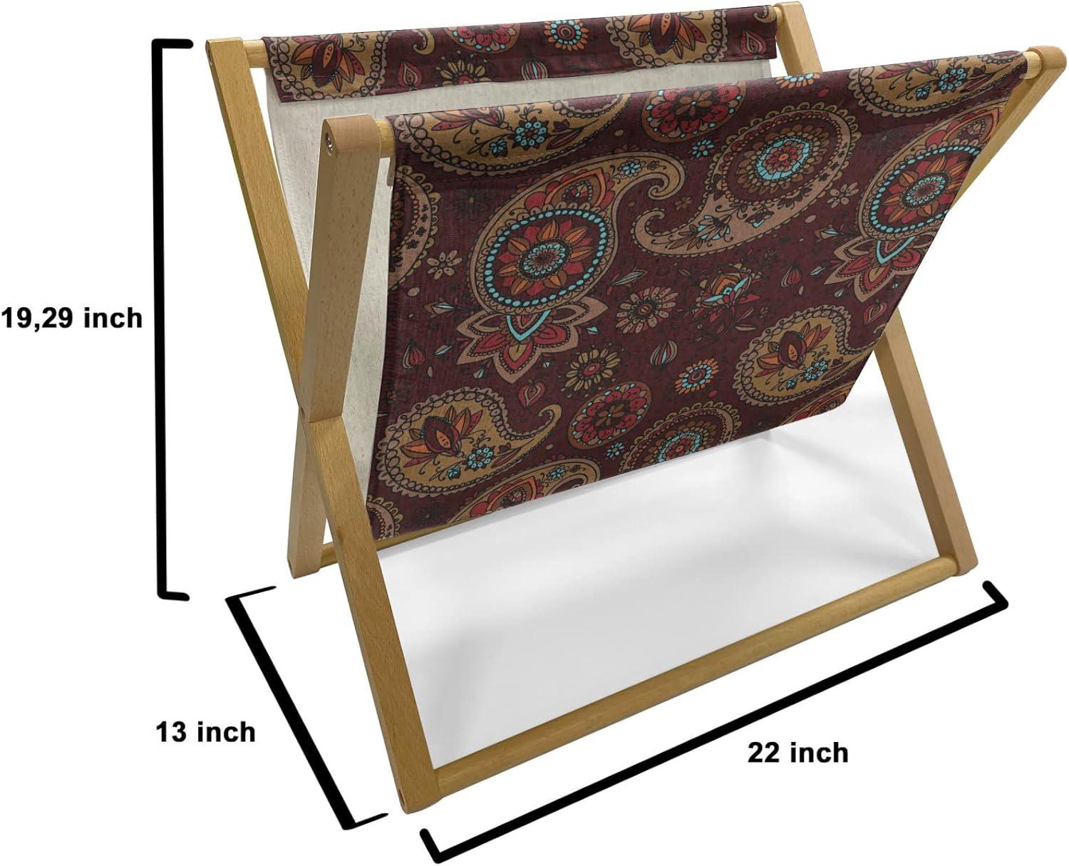 imageAmbesonne Shabby Flora Magazine and Book Holder Romantic Rose Petals with Branches Nature Beauty Valentine Feminine Print Floor Rack Decor for Interior of Home amp Office 22 x 19 Pink and YellowBurgundy and Dark Mustard