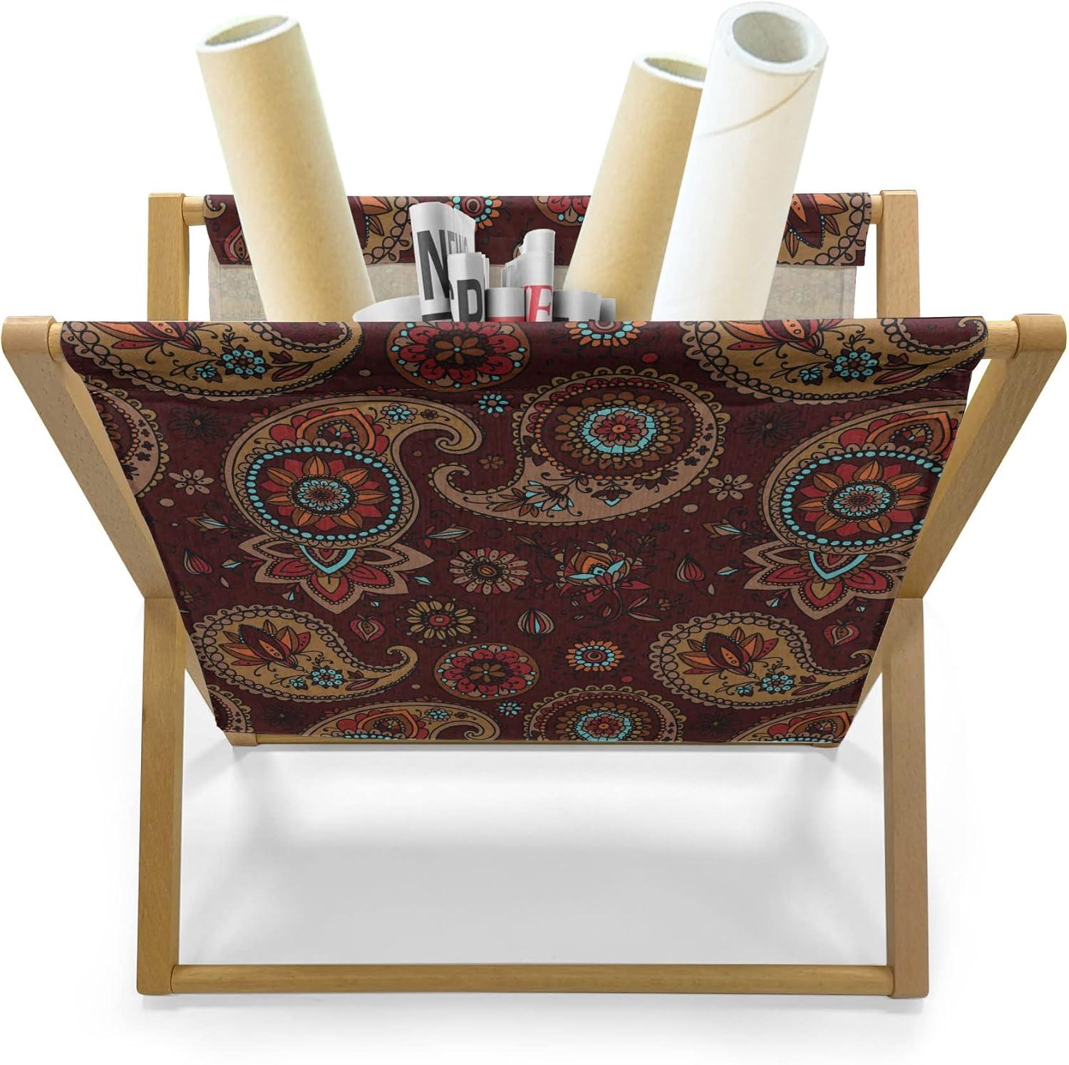 imageAmbesonne Shabby Flora Magazine and Book Holder Romantic Rose Petals with Branches Nature Beauty Valentine Feminine Print Floor Rack Decor for Interior of Home amp Office 22 x 19 Pink and YellowBurgundy and Dark Mustard
