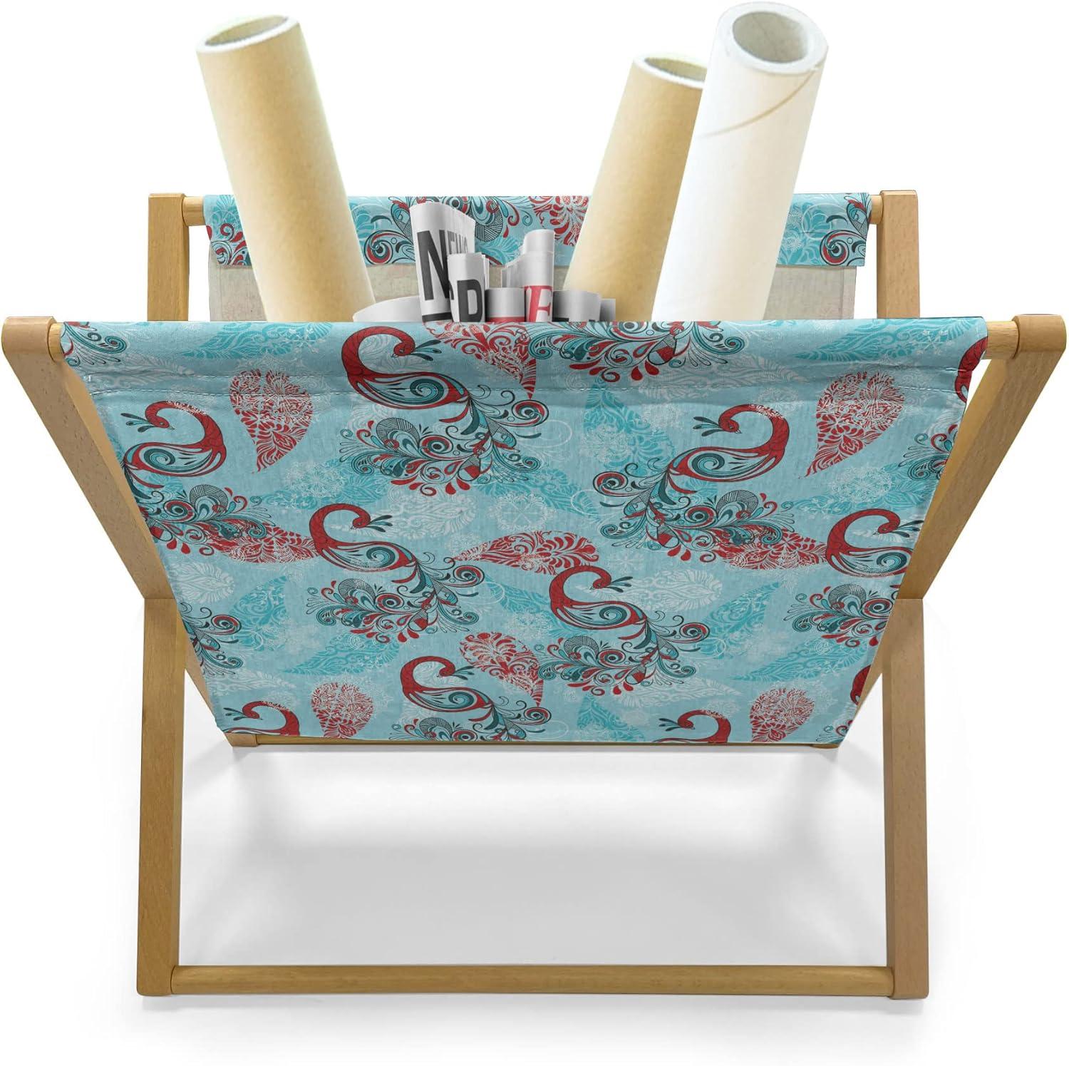 imageAmbesonne Teal Magazine and Book Holder Crystal Hearts and Gemstone Valentines Day Celebrating Romantic Print Floor Rack Decor for Interior of Home amp Office 22 x 19 Red Fuchsia TealSky Blue Red
