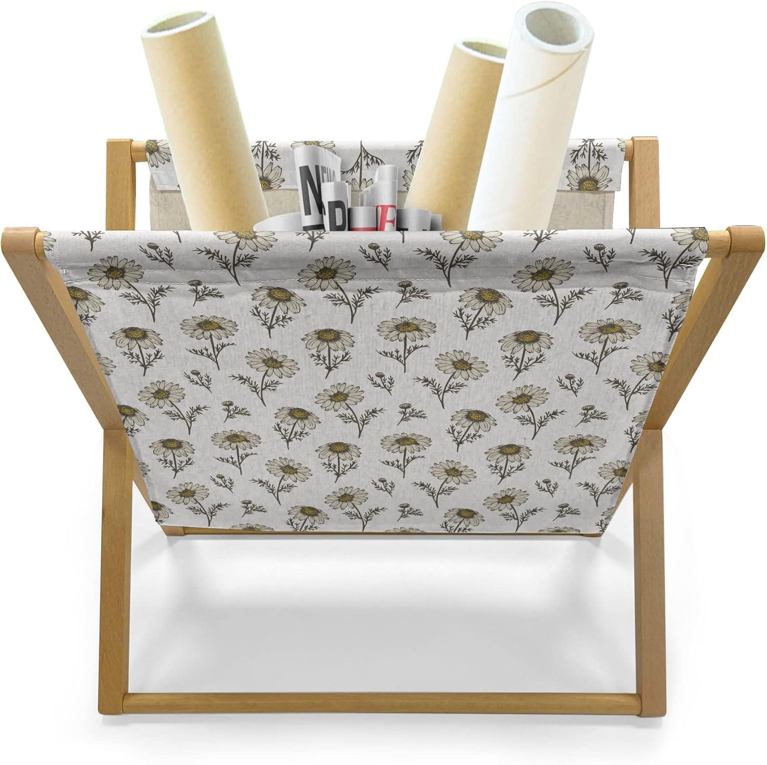 imageAmbesonne Valentines Day Magazine and Book Holder Classic Romantic Rose Flowers Branches Bouquet on Plain Backdrop Decorative Floor Rack Organizer for Living Room 22x19 White Ruby and GreenWhite Beige Fawn