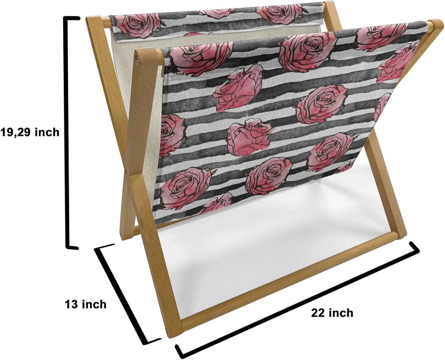 imageAmbesonne Valentines Day Magazine and Book Holder Classic Romantic Rose Flowers Branches Bouquet on Plain Backdrop Decorative Floor Rack Organizer for Living Room 22x19 White Ruby and GreenWhite Black Coral
