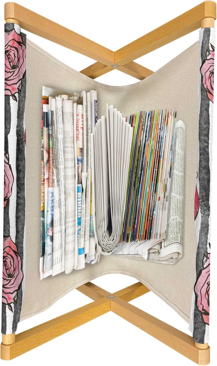 imageAmbesonne Valentines Day Magazine and Book Holder Classic Romantic Rose Flowers Branches Bouquet on Plain Backdrop Decorative Floor Rack Organizer for Living Room 22x19 White Ruby and GreenWhite Black Coral