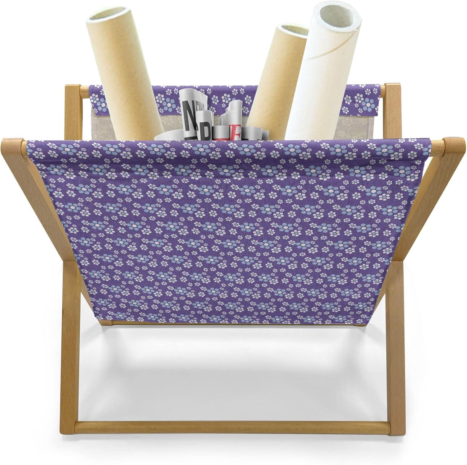imageAmbesonne Valentines Day Magazine and Book Holder Continuing Composition of Dotted Heart Shapes Decorative Floor Rack Organizer for Living Room 22x19 Ruby PinkBlue Violet and White
