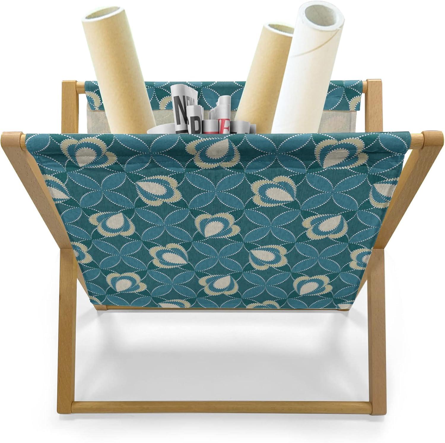 imageAmbesonne Valentines Day Magazine and Book Holder Dandelions in The Form of Hearts on a Plain Background Print Decorative Floor Rack Organizer for Living Room 22x19 Dark Coral PinkPetrol Blue Cream