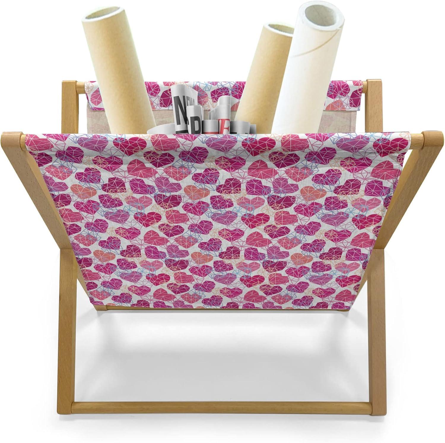 imageAmbesonne Valentines Day Magazine and Book Holder Doodle Style Romantic Hearts in and Around Jars Love Themed Floor Rack Decor for Interior of Home amp Office 22 x 19 Rose Dark Taupe and WhitePink Fuchsia and Salmon