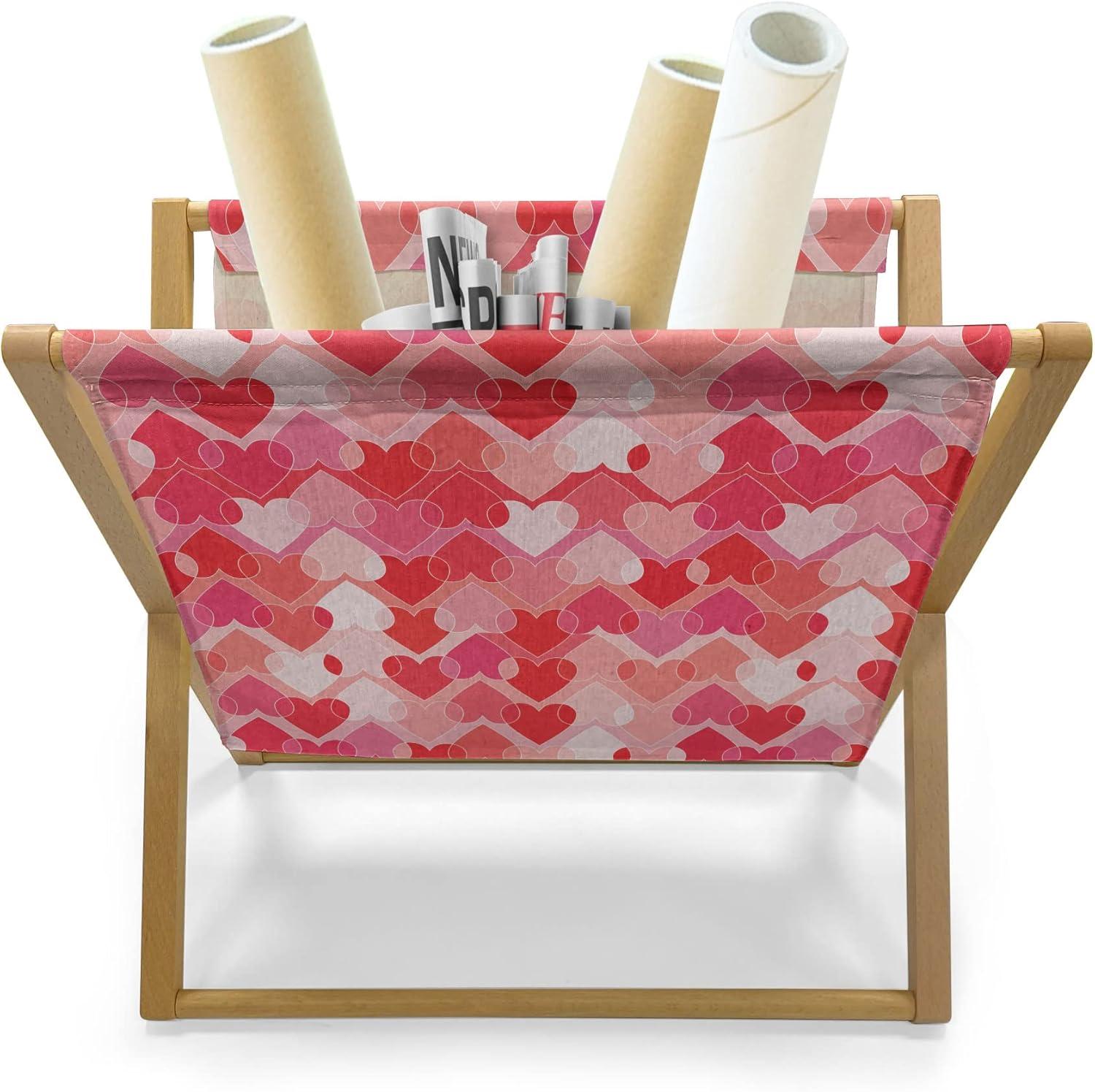 imageAmbesonne Valentines Day Magazine and Book Holder Heart Shapes Shabby Romantic Day Theme Love in Gradient Warm Tones Decorative Floor Rack Organizer for Living Room 22x19 Dark Coral and PinkDark Coral and Pink