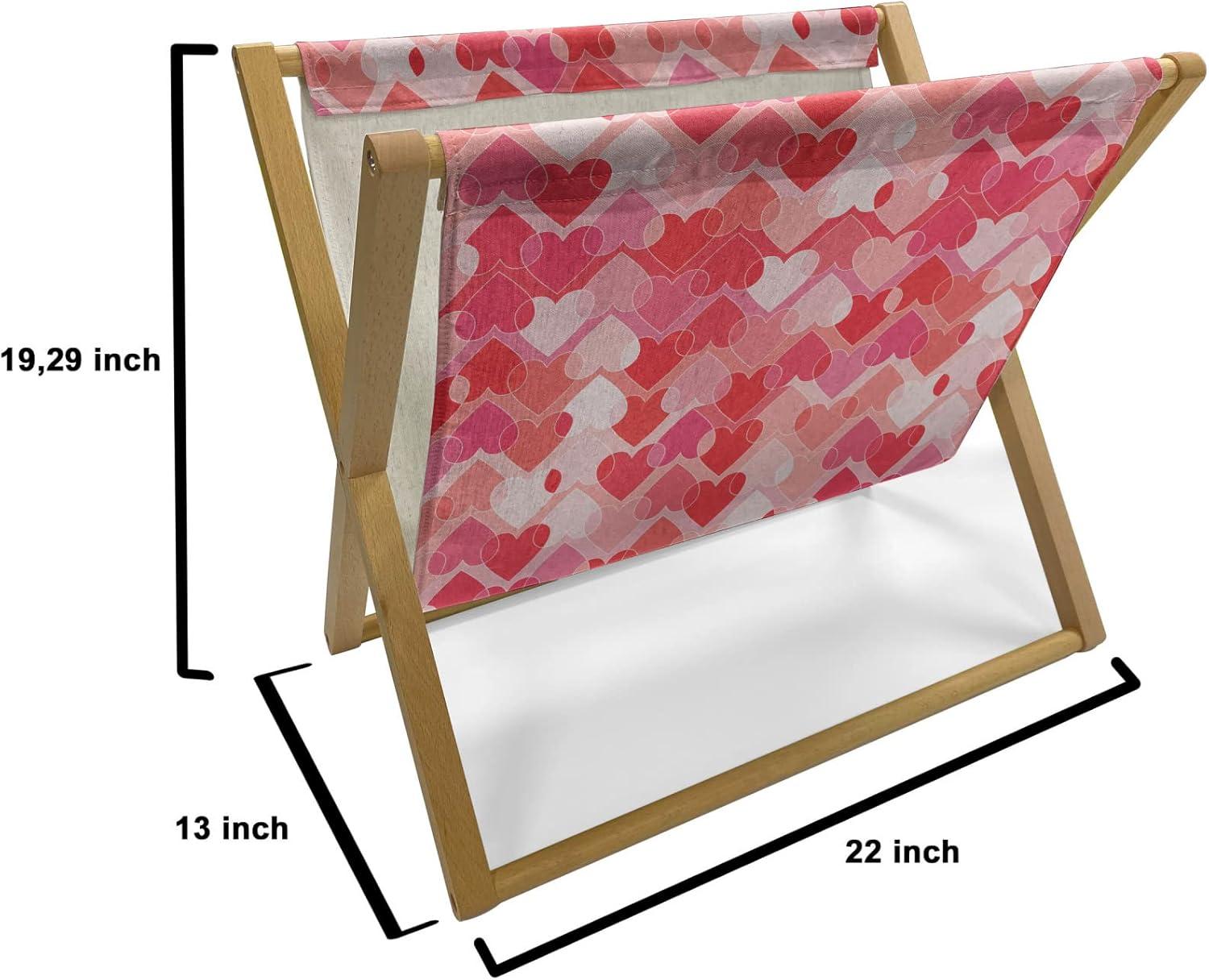 imageAmbesonne Valentines Day Magazine and Book Holder Heart Shapes Shabby Romantic Day Theme Love in Gradient Warm Tones Decorative Floor Rack Organizer for Living Room 22x19 Dark Coral and PinkDark Coral and Pink