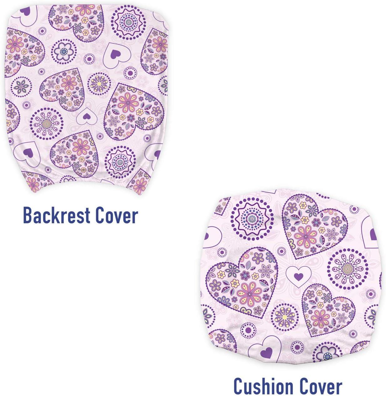 imageAmbesonne Valentines Office Chair Slipcover Heart Outlines Filled with Spring Inspired Flower Motifs Protective Stretch Decorative Fabric Cover Pale Pink Purple Yellow