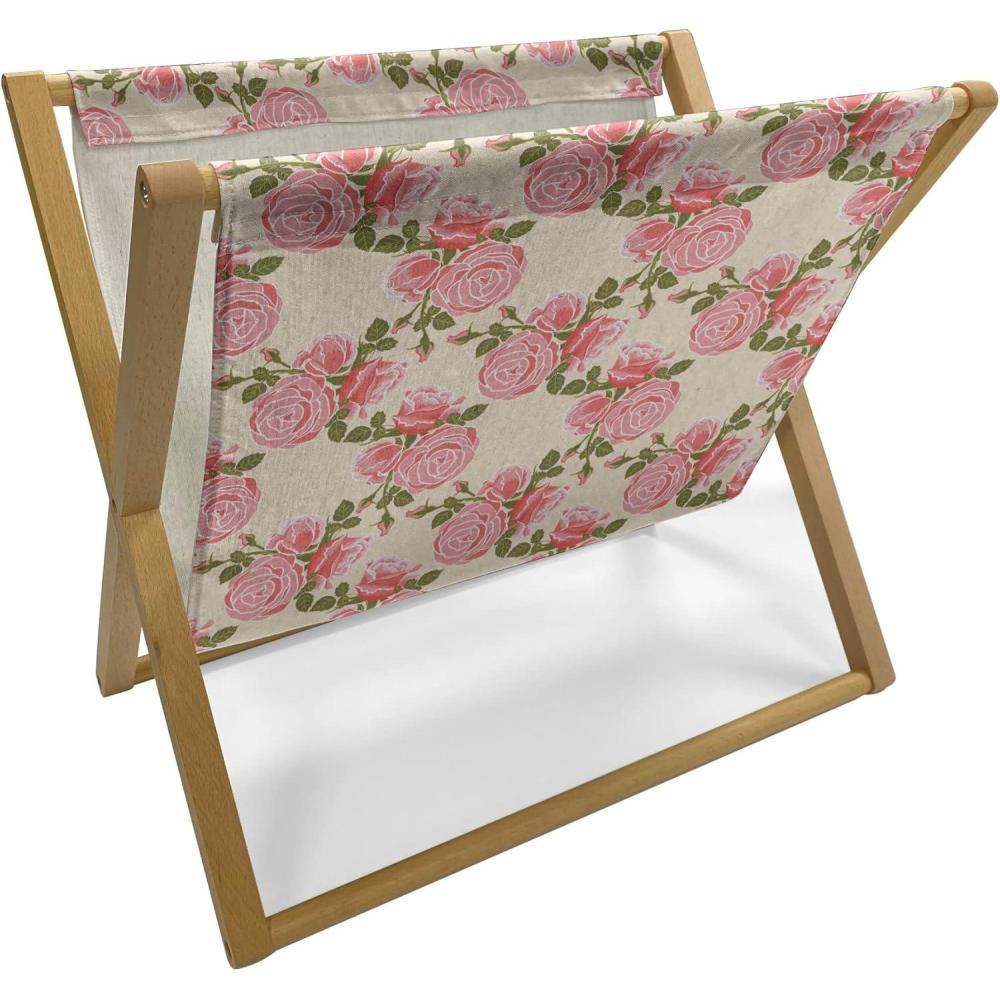 imageAmbesonne Bird Magazine and Book Holder Rhythmic Valentines Birds on Dark Tone Background Decorative Floor Rack Organizer for Living Room 22x19 Hunter Green Mint GreenChampagne Burnt Sienna