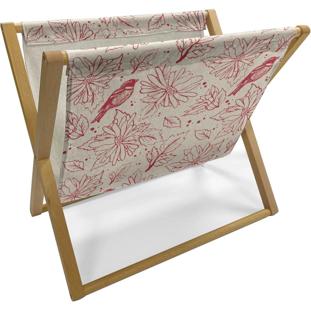 imageAmbesonne Bird Magazine and Book Holder Rhythmic Valentines Birds on Dark Tone Background Decorative Floor Rack Organizer for Living Room 22x19 Hunter Green Mint GreenEggshell and Vermilion