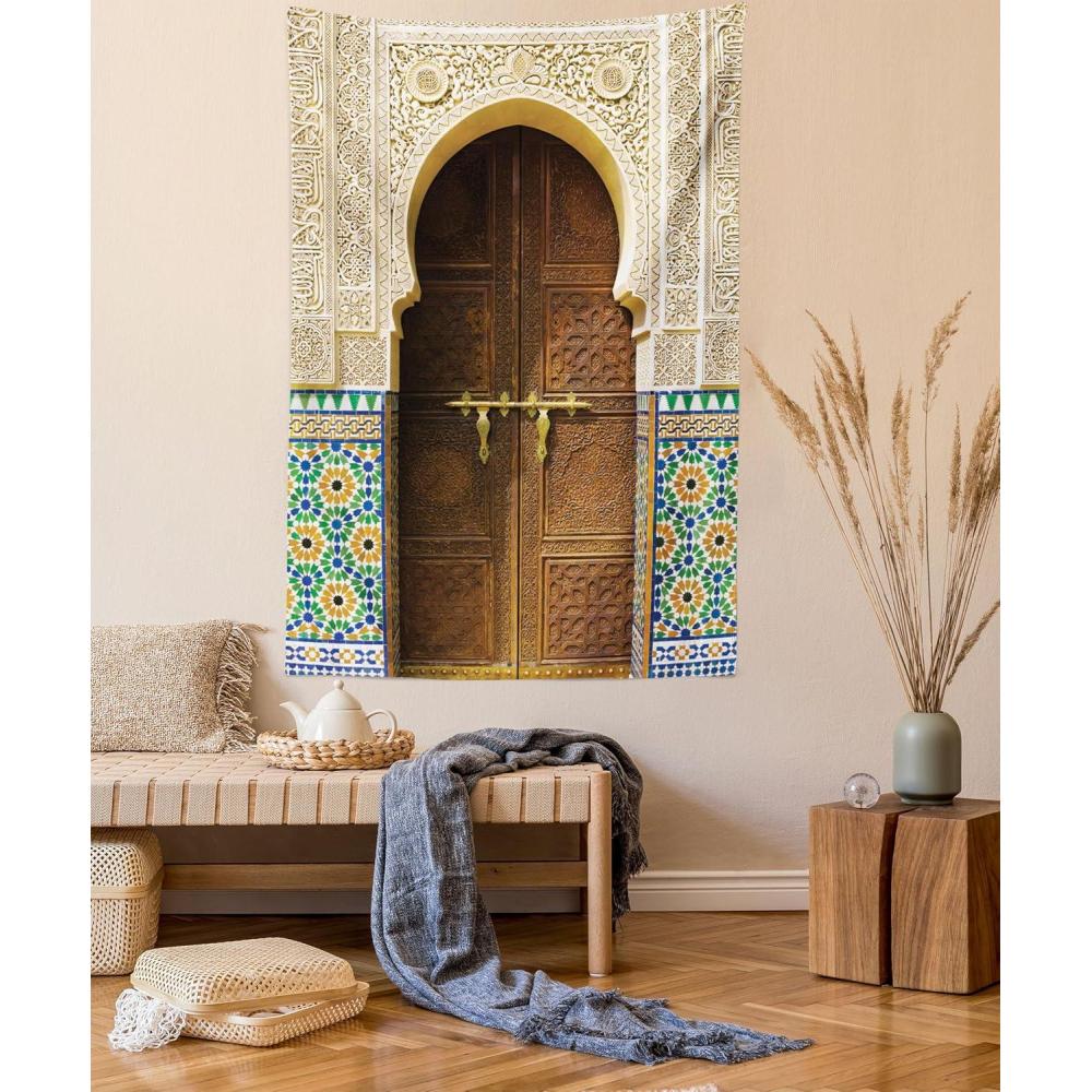 imageAmbesonne Compass Tapestry Compass Illustration with Lettering Nautical Ocean Adventure Themed Print Wide Wall Hanging for Bedroom Living Room Dorm 60 X 40 Night Blue BeigeIvory Brown Green