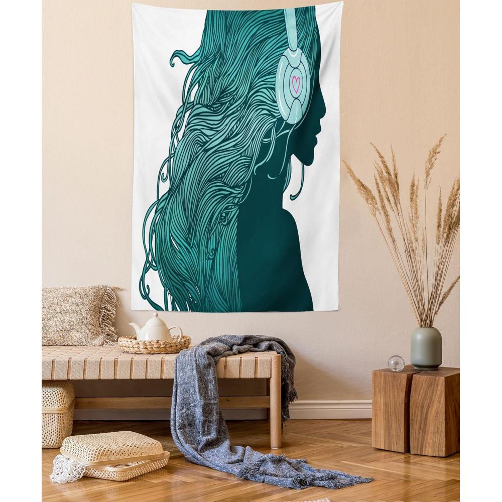 imageAmbesonne Compass Tapestry Compass Illustration with Lettering Nautical Ocean Adventure Themed Print Wide Wall Hanging for Bedroom Living Room Dorm 60 X 40 Night Blue BeigeWhite Teal