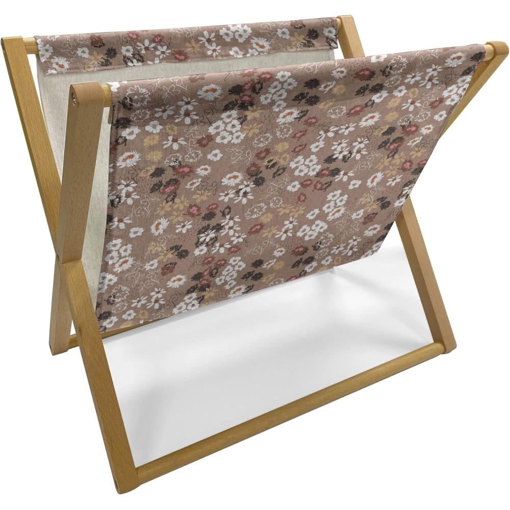 imageAmbesonne Floral Country Magazine and Book Holder Romantic Repetitive Rose Silhouettes Valentines Day Theme Decorative Floor Rack Organizer for Living Room 22x19 Blush Dark Grey and WhitePale Taupe White and Umber