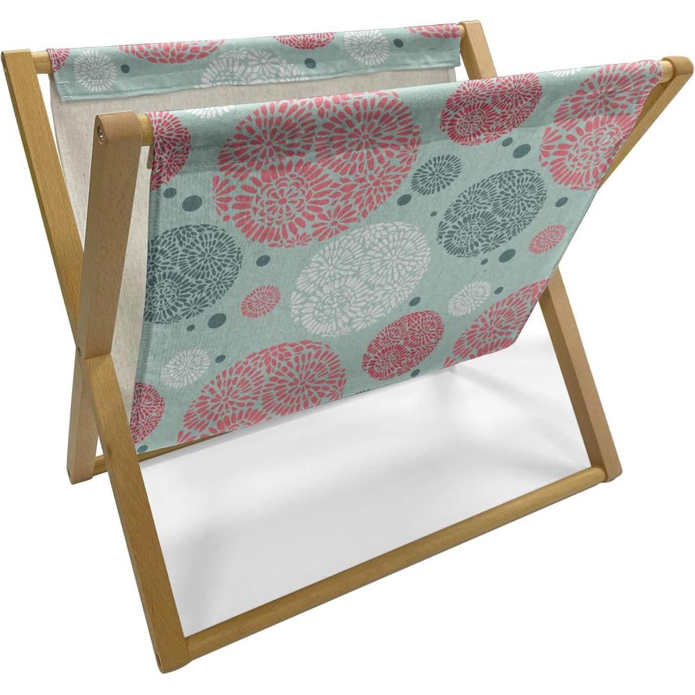 imageAmbesonne Floral Magazine and Book Holder Romantic Style Bicolor Hearts and Blooming Roses Valentines Day Floor Rack Decor for Interior of Home amp Office 22 x 19 Mustard PinkAlmond Green Coral and White