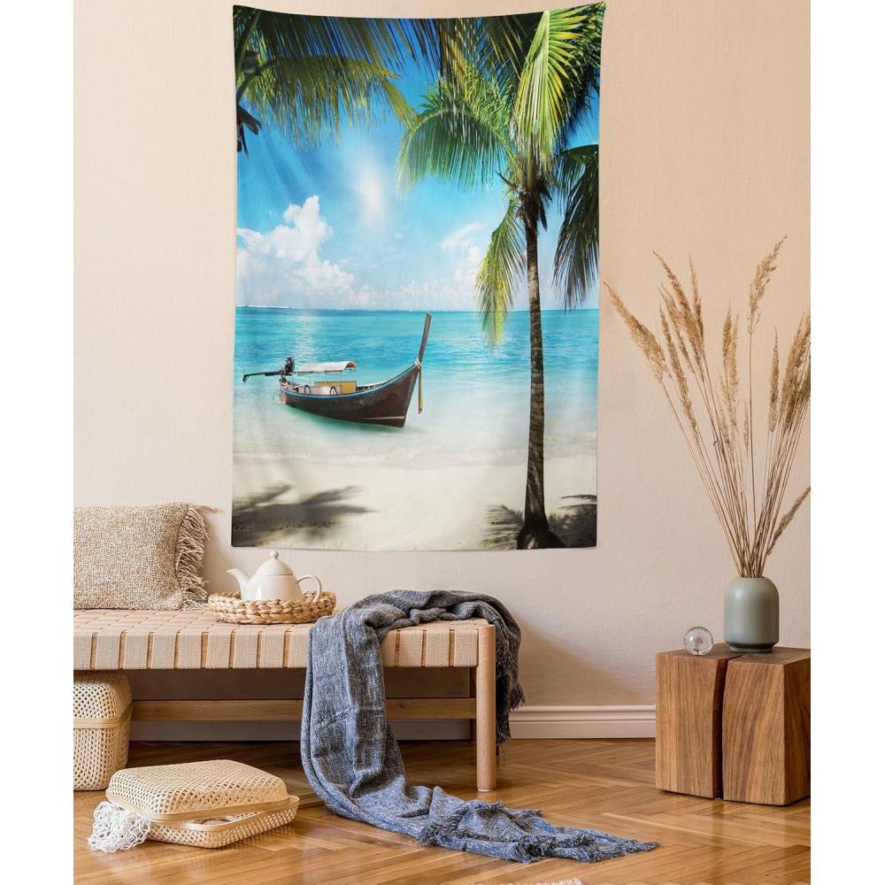 imageAmbesonne Moroccan Tapestry Typical Moroccan Door to Old Medina Mediterranean Historical Arch Entrance Art Wall Hanging for Bedroom Living Room Dorm Decor 60 X 80 Beige BlueAqua Coconut Green