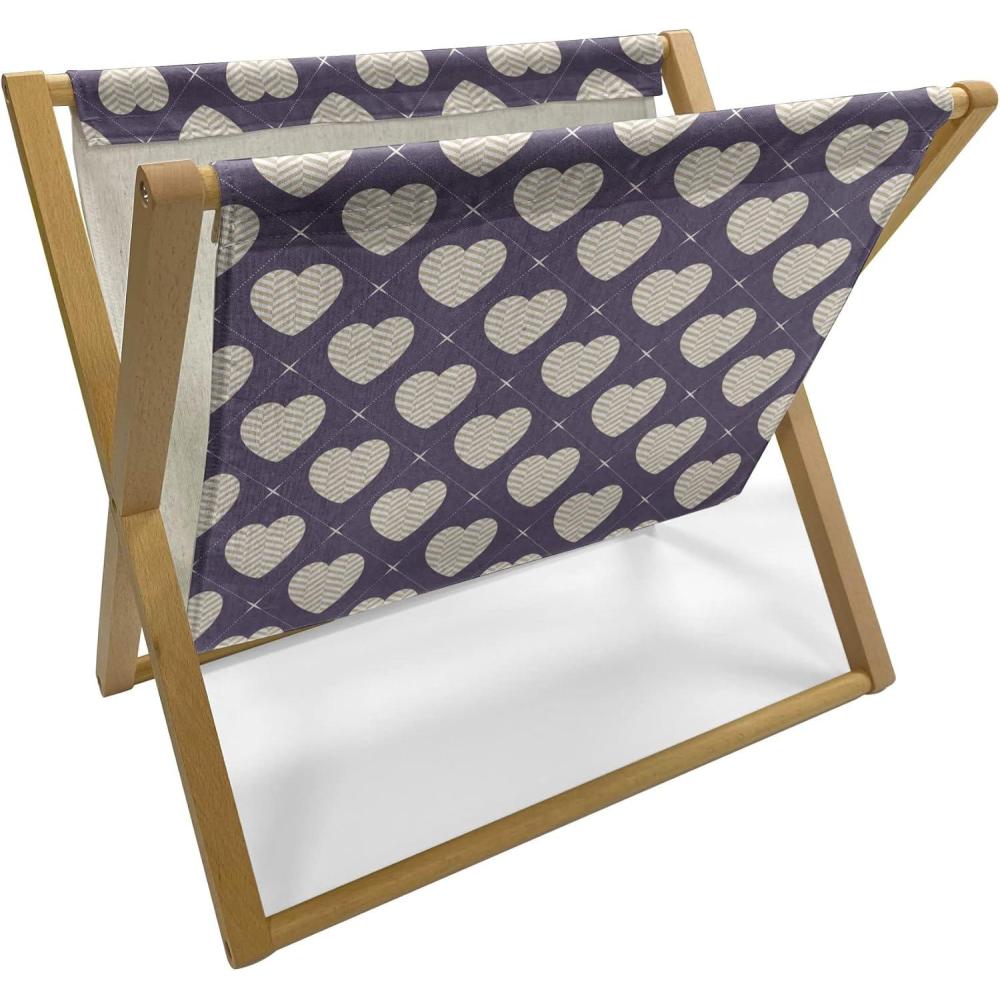 imageAmbesonne Romantic Magazine and Book Holder Love Hearts Stripes Celebration Party Lovers Valentines Design Decorative Floor Rack Organizer for Living Room 22x19 Magenta Night Blue and YellowEggplant and Beige