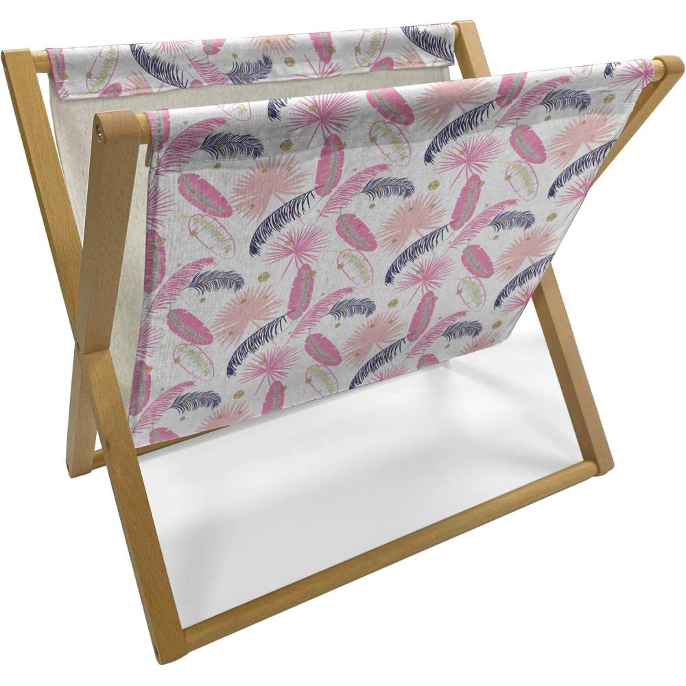 imageAmbesonne Romantic Magazine and Book Holder Love Theme Unicorns in Hearts for Valentines Day Decorative Floor Rack Organizer for Living Room 22x19 Pale Pink Pastel Yellow Pale MauvePink Navy Blue Rose