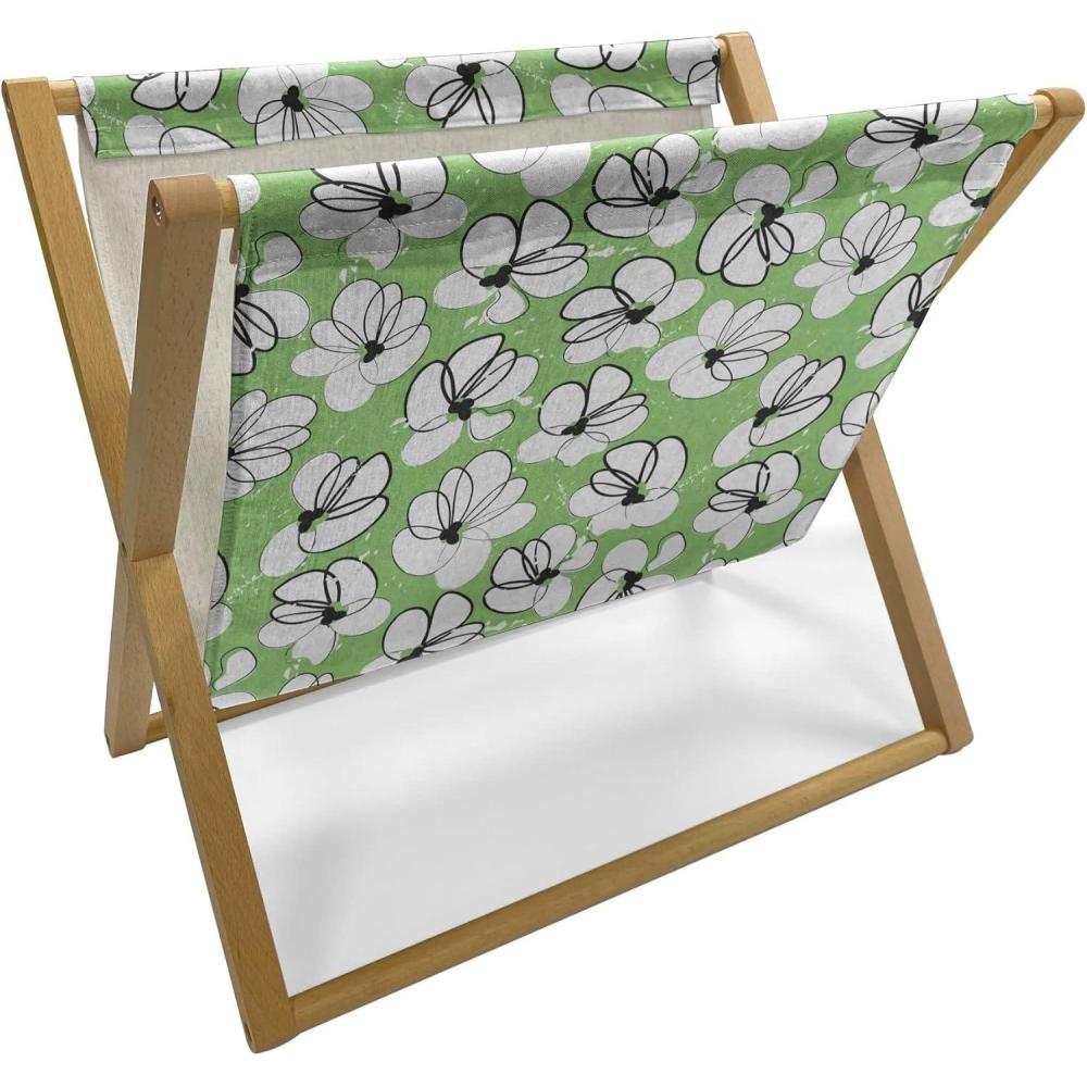 imageAmbesonne Romantic Magazine and Book Holder Repeating Love Theme with Roses and Little Hearts Valentines Day Decorative Floor Rack Organizer for Living Room 22x19 Rose CoralShamrock Green Black