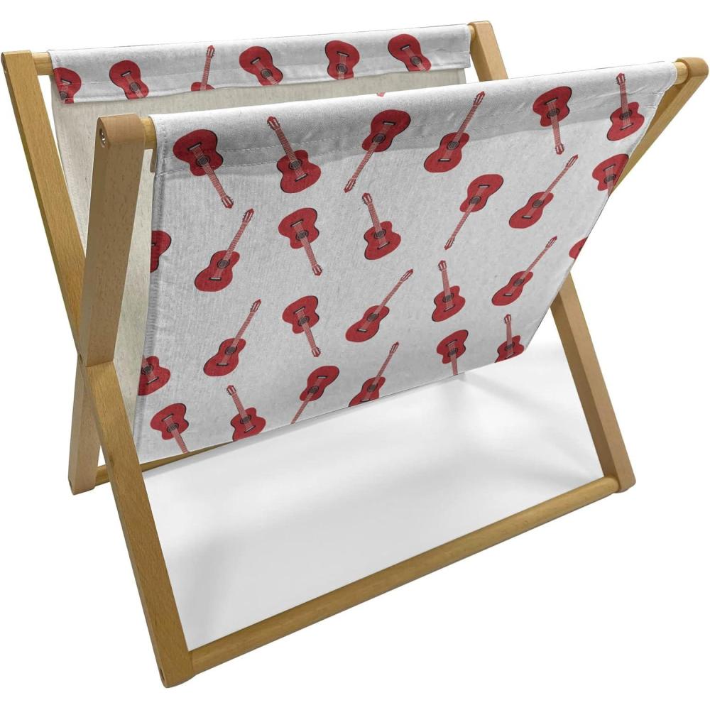 imageAmbesonne Romantic Magazine and Book Holder Repeating Love Theme with Roses and Little Hearts Valentines Day Decorative Floor Rack Organizer for Living Room 22x19 Rose CoralVermilion White