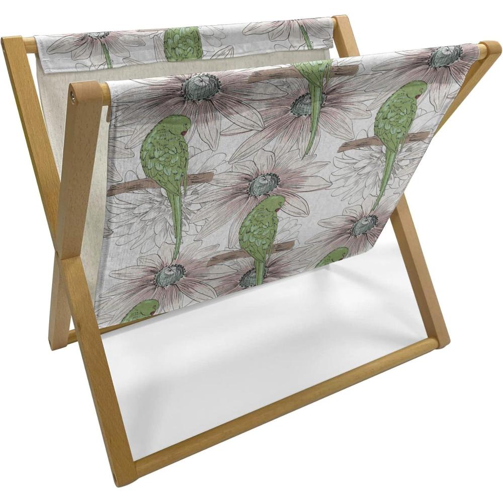 imageAmbesonne Romantic Magazine and Book Holder Valentines Day Themed Victorian Swirling Ornamental Hearts Pattern Decorative Floor Rack Organizer for Living Room 22x19 Rose SalmonOlive Green Salmon