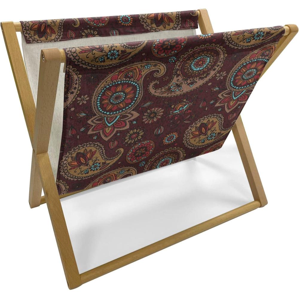 imageAmbesonne Shabby Flora Magazine and Book Holder Romantic Rose Petals with Branches Nature Beauty Valentine Feminine Print Floor Rack Decor for Interior of Home amp Office 22 x 19 Pink and YellowBurgundy and Dark Mustard
