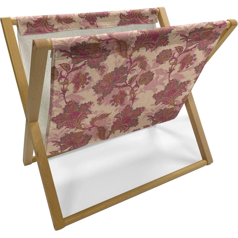 imageAmbesonne Shabby Flora Magazine and Book Holder Romantic Rose Petals with Branches Nature Beauty Valentine Feminine Print Floor Rack Decor for Interior of Home amp Office 22 x 19 Pink and YellowPeach and Coral