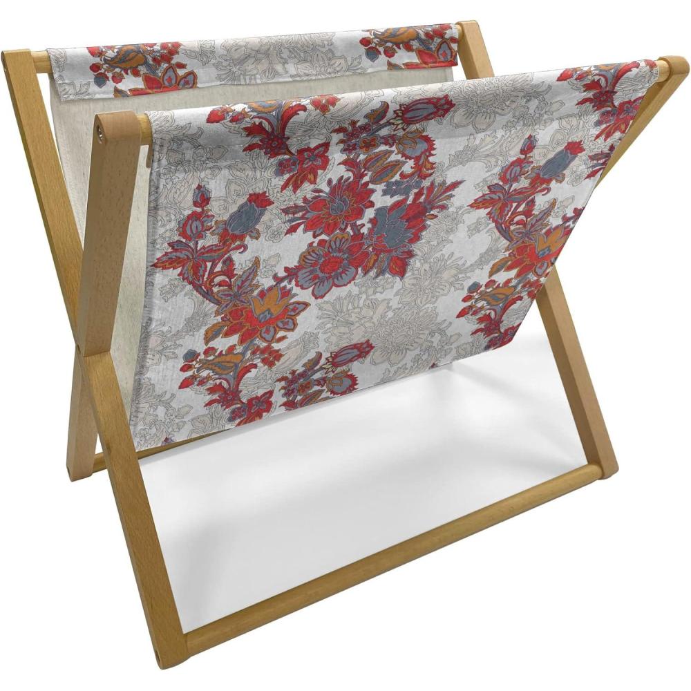 imageAmbesonne Shabby Flora Magazine and Book Holder Romantic Rose Petals with Branches Nature Beauty Valentine Feminine Print Floor Rack Decor for Interior of Home amp Office 22 x 19 Pink and YellowRed Black Grey