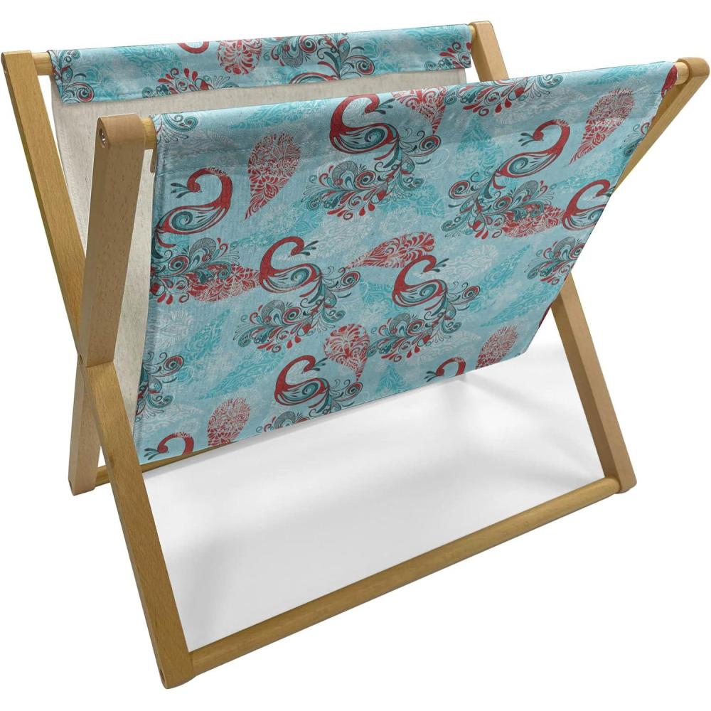 imageAmbesonne Teal Magazine and Book Holder Crystal Hearts and Gemstone Valentines Day Celebrating Romantic Print Floor Rack Decor for Interior of Home amp Office 22 x 19 Red Fuchsia TealSky Blue Red