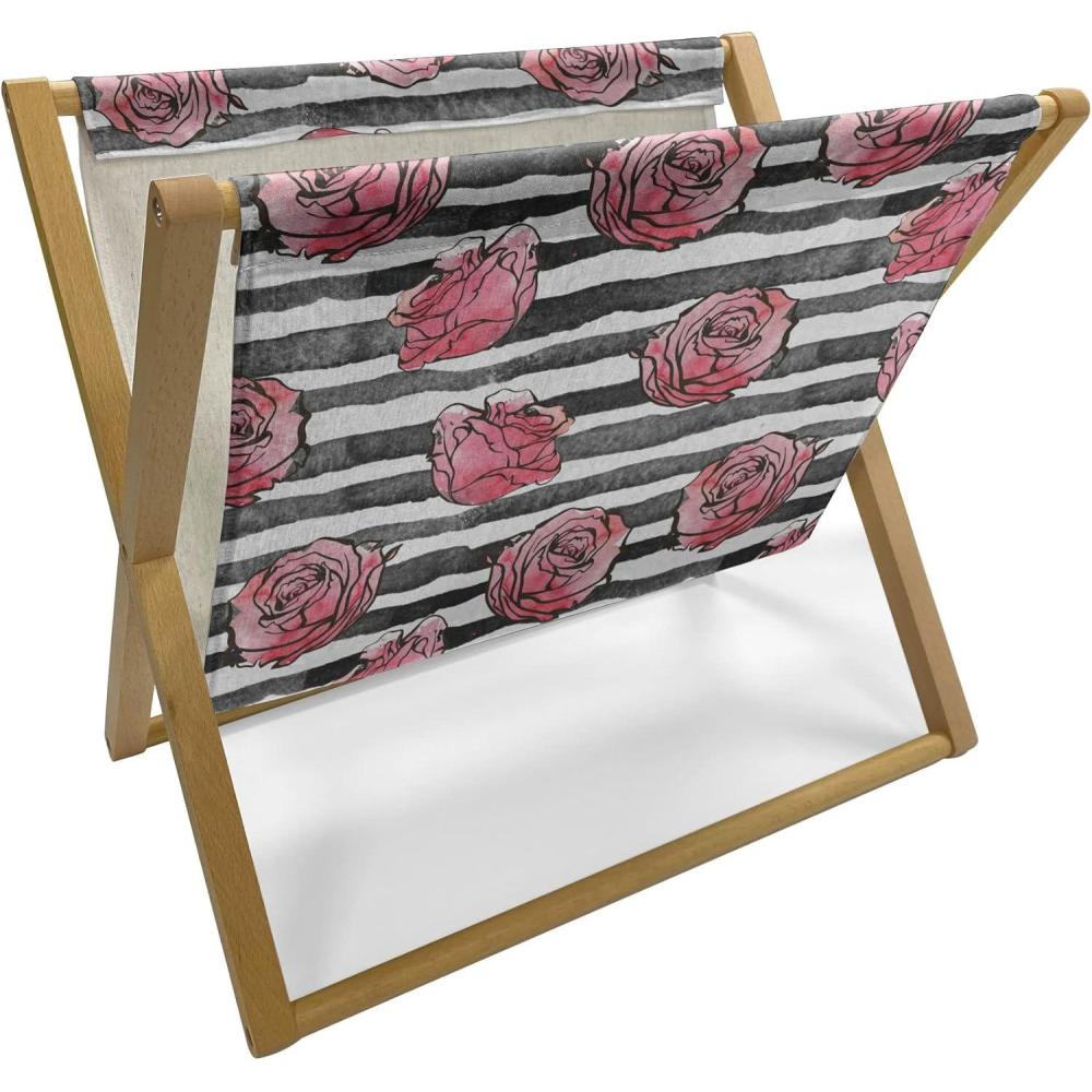 imageAmbesonne Valentines Day Magazine and Book Holder Classic Romantic Rose Flowers Branches Bouquet on Plain Backdrop Decorative Floor Rack Organizer for Living Room 22x19 White Ruby and GreenWhite Black Coral