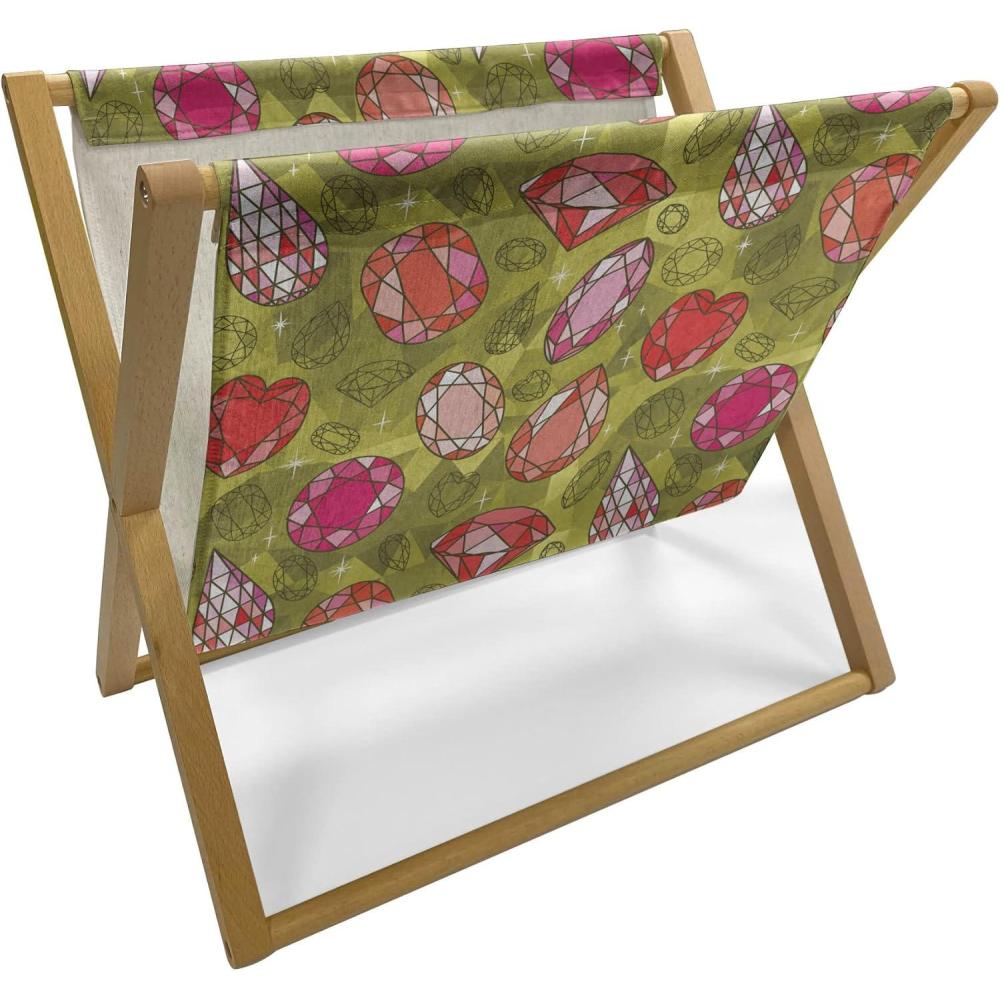 imageAmbesonne Valentines Day Magazine and Book Holder Continuing Composition of Dotted Heart Shapes Decorative Floor Rack Organizer for Living Room 22x19 Ruby PinkYellow Green Multicolor