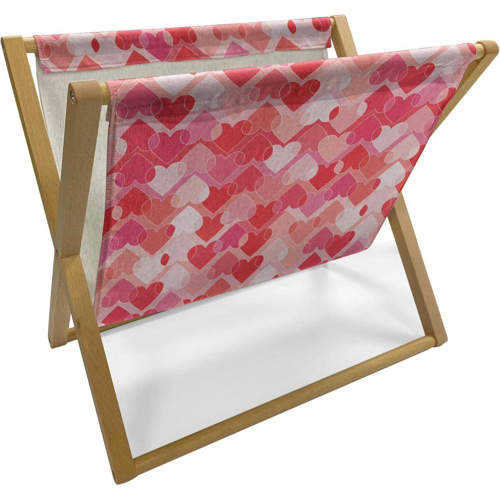 imageAmbesonne Valentines Day Magazine and Book Holder Heart Shapes Shabby Romantic Day Theme Love in Gradient Warm Tones Decorative Floor Rack Organizer for Living Room 22x19 Dark Coral and PinkDark Coral and Pink