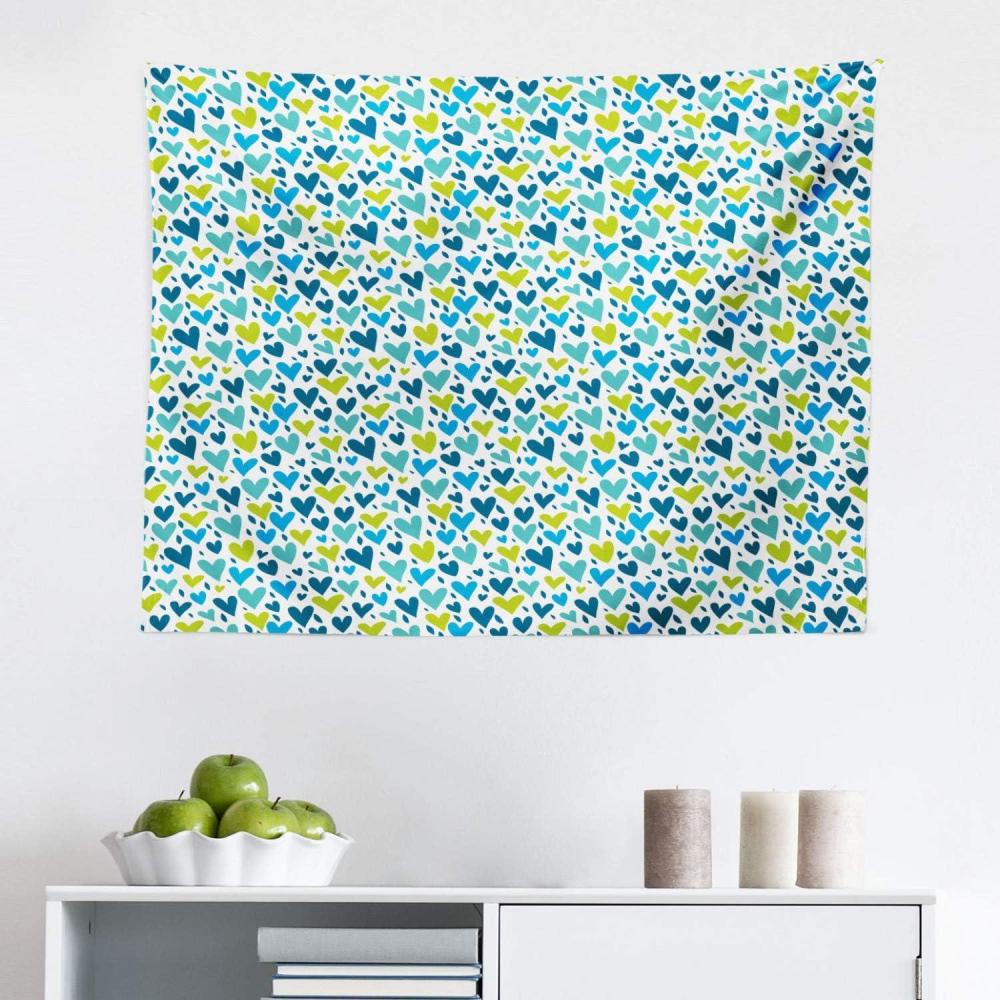 imageAmbesonne Valentines Day Tapestry Irregular Hearts in Blue and Green Tones Fabric Wall Hanging Decor for Bedroom Living Room Dorm 45 X 30 Sea Blue Dark Seafoam28L x 23W