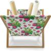 Ambesonne Bird Magazine and Book Holder, Rhythmic Valentines Birds on Dark Tone Background, Decorative Floor Rack Organizer for Living Room, 22″x19″, Hunter Green Mint Green(Green Magenta)
