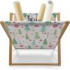 Ambesonne Bird Magazine and Book Holder, Rhythmic Valentines Birds on Dark Tone Background, Decorative Floor Rack Organizer for Living Room, 22″x19″, Hunter Green Mint Green(Pearl and Multicolor)