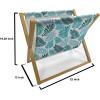 Ambesonne Bird Magazine and Book Holder, Rhythmic Valentines Birds on Dark Tone Background, Decorative Floor Rack Organizer for Living Room, 22″x19″, Hunter Green Mint Green(White Teal Seafoam)