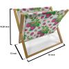 Ambesonne Bird Magazine and Book Holder, Rhythmic Valentines Birds on Dark Tone Background, Decorative Floor Rack Organizer for Living Room, 22″x19″, Hunter Green Mint Green(Green Magenta)