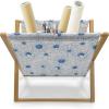Ambesonne Bird Magazine and Book Holder, Rhythmic Valentines Birds on Dark Tone Background, Decorative Floor Rack Organizer for Living Room, 22″x19″, Hunter Green Mint Green(Sea Blue White)