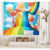 Ambesonne Cartoon Tapestry, Rainbow Sky with Balloons Hearts Colors Romantic Love Valentines Day Spring Theme, Fabric Wall Hanging Decor for Bedroom Living Room Dorm, 45″ X 30″, Blue Coral