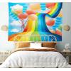 Ambesonne Cartoon Tapestry, Rainbow Sky with Balloons Hearts Colors Romantic Love Valentines Day Spring Theme, Fabric Wall Hanging Decor for Bedroom Living Room Dorm, 45″ X 30″, Blue Coral