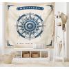Ambesonne Compass Tapestry, Compass Illustration with Lettering Nautical Ocean Adventure Themed Print, Wide Wall Hanging for Bedroom Living Room Dorm, 60″ X 40″, Night Blue Beige(Night Blue Beige)