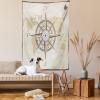Ambesonne Compass Tapestry, Compass Illustration with Lettering Nautical Ocean Adventure Themed Print, Wide Wall Hanging for Bedroom Living Room Dorm, 60″ X 40″, Night Blue Beige(Evergreen White)