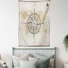 Ambesonne Compass Tapestry, Compass Illustration with Lettering Nautical Ocean Adventure Themed Print, Wide Wall Hanging for Bedroom Living Room Dorm, 60″ X 40″, Night Blue Beige(Evergreen White)