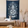 Ambesonne Compass Tapestry, Compass Illustration with Lettering Nautical Ocean Adventure Themed Print, Wide Wall Hanging for Bedroom Living Room Dorm, 60″ X 40″, Night Blue Beige(Blue)