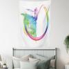 Ambesonne Compass Tapestry, Compass Illustration with Lettering Nautical Ocean Adventure Themed Print, Wide Wall Hanging for Bedroom Living Room Dorm, 60″ X 40″, Night Blue Beige(Aqua Yellow)