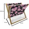 Ambesonne Diamonds Magazine and Book Holder, Romantic Pink Heart Stones on Black Background Valentines Day Theme, Floor Rack Decor for Interior of Home & Office, 22″ x 19″, Pale Pink Black(Pale Pink Black)