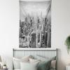 Ambesonne Fantasy Tapestry, Cartoon Style Night Sky Clouds Half Moon Cloudscape Print, Wide Wall Hanging for Bedroom Living Room Dorm, 60″ X 40″, Yellow Beige White(Black Grey)