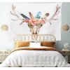 Ambesonne Fantasy Tapestry, Cartoon Style Night Sky Clouds Half Moon Cloudscape Print, Wide Wall Hanging for Bedroom Living Room Dorm, 60″ X 40″, Yellow Beige White(Aqua Pale Pink)