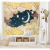 Ambesonne Fantasy Tapestry, Cartoon Style Night Sky Clouds Half Moon Cloudscape Print, Wide Wall Hanging for Bedroom Living Room Dorm, 60″ X 40″, Yellow Beige White(Yellow Beige White)