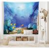 Ambesonne Fantasy Tapestry, Cartoon Style Night Sky Clouds Half Moon Cloudscape Print, Wide Wall Hanging for Bedroom Living Room Dorm, 60″ X 40″, Yellow Beige White(Blue Purple)